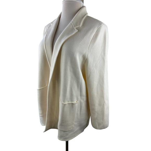 Talbots Merino Wool Blend Knit Sweater Blazer Open Cardigan Cream Plus Size 3XP - Picture 7 of 9